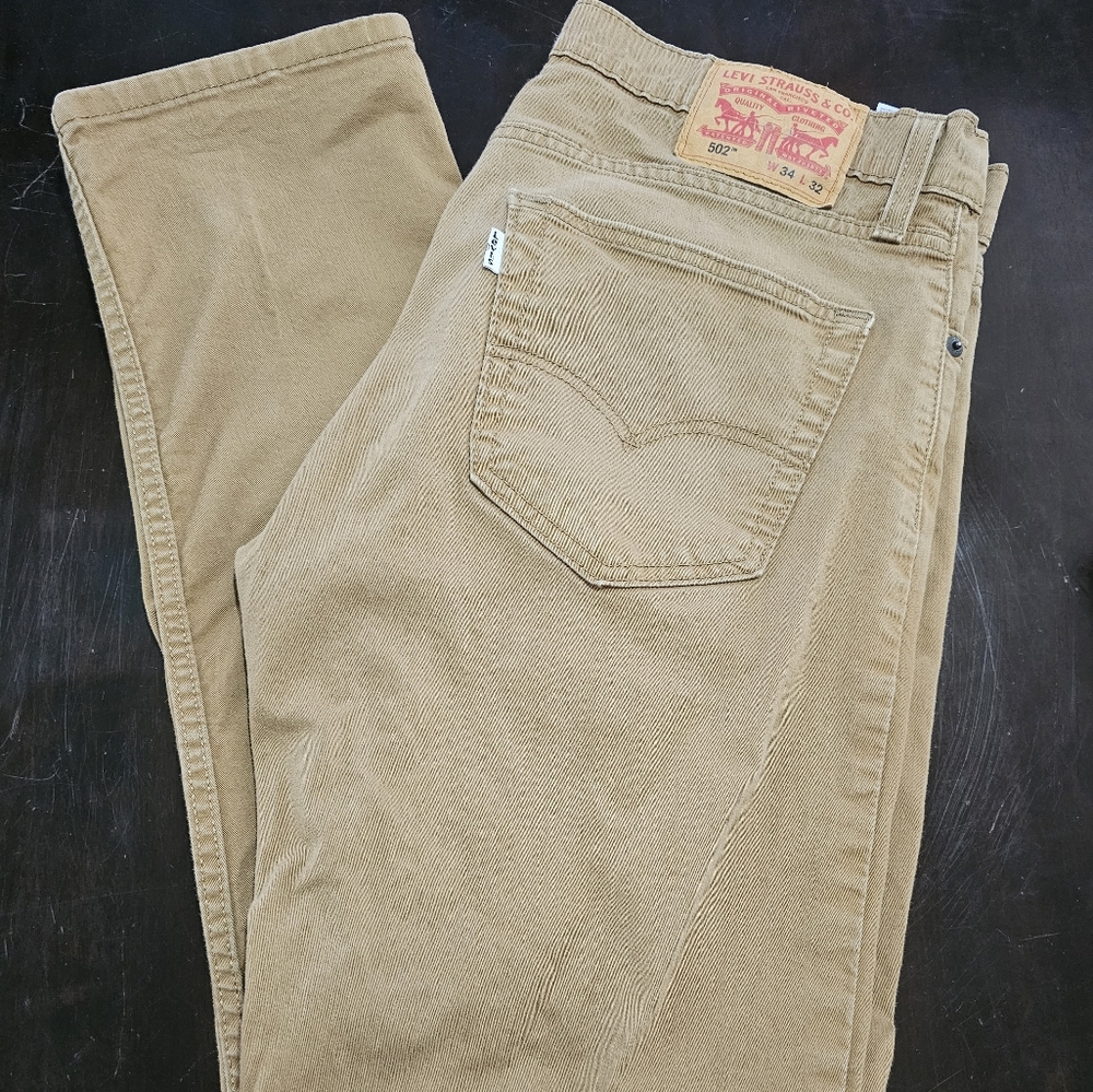 Mens Levi's 502 khaki denim